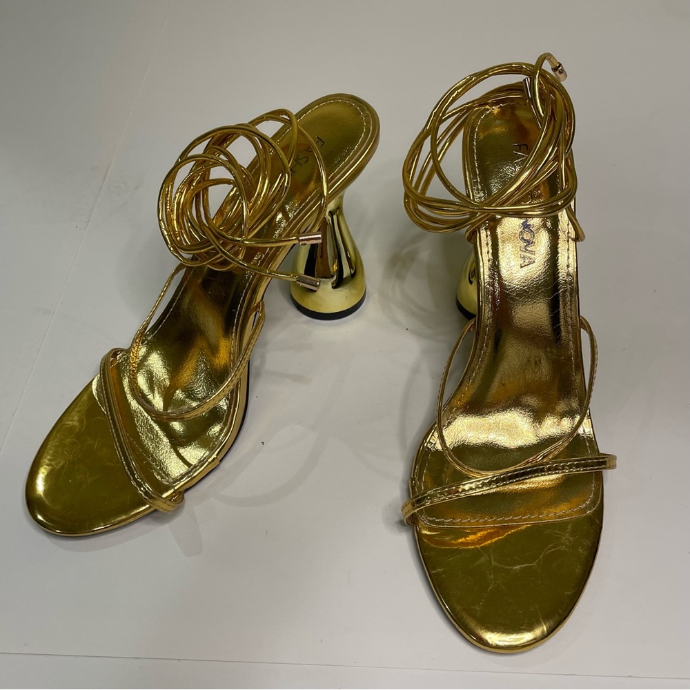 Fashion Nova Gold Strappy Heels